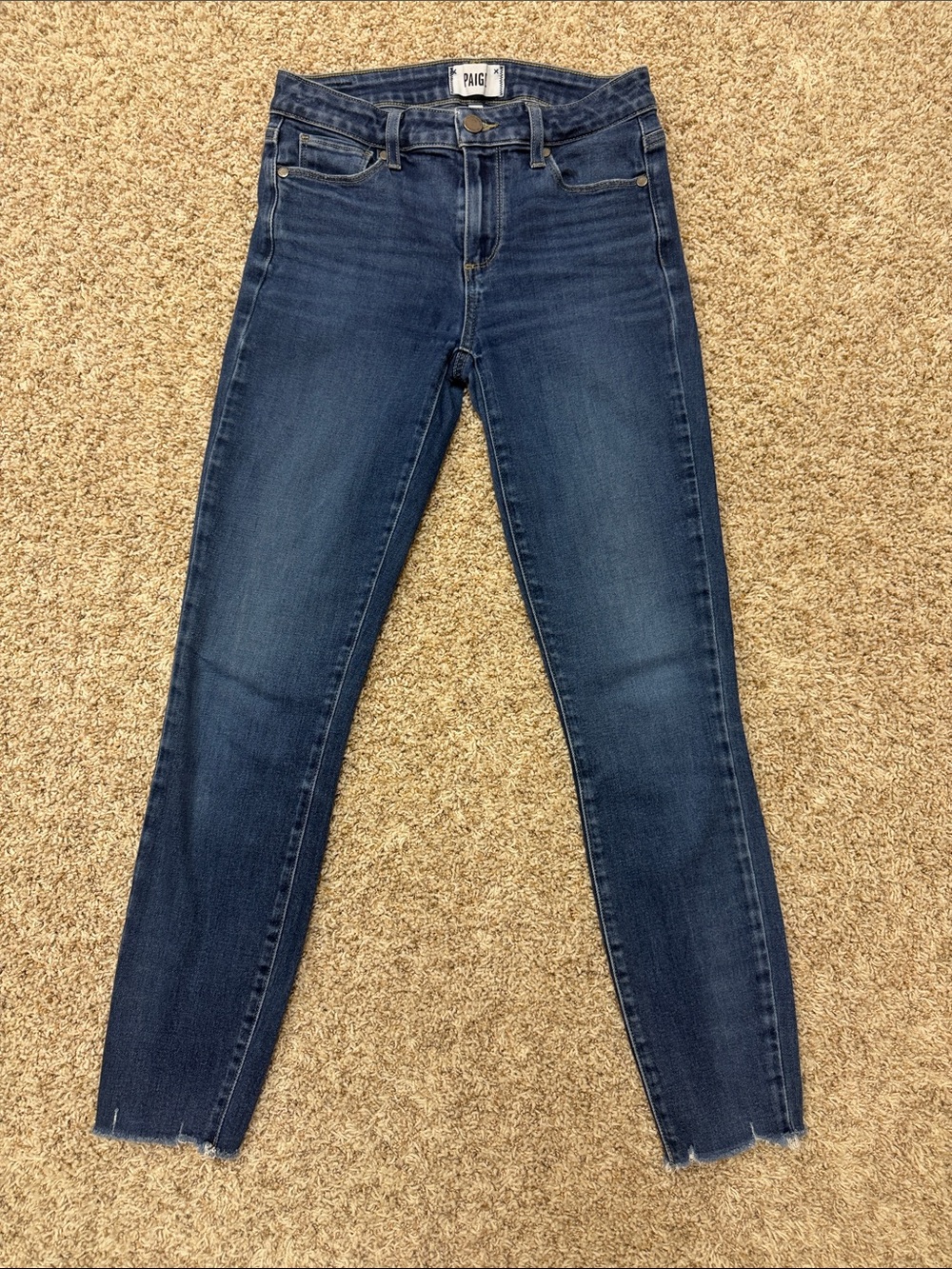 PAIGE Verdugo Ankle Skinny Jeans Size 27 Medium Wash Raw Hem